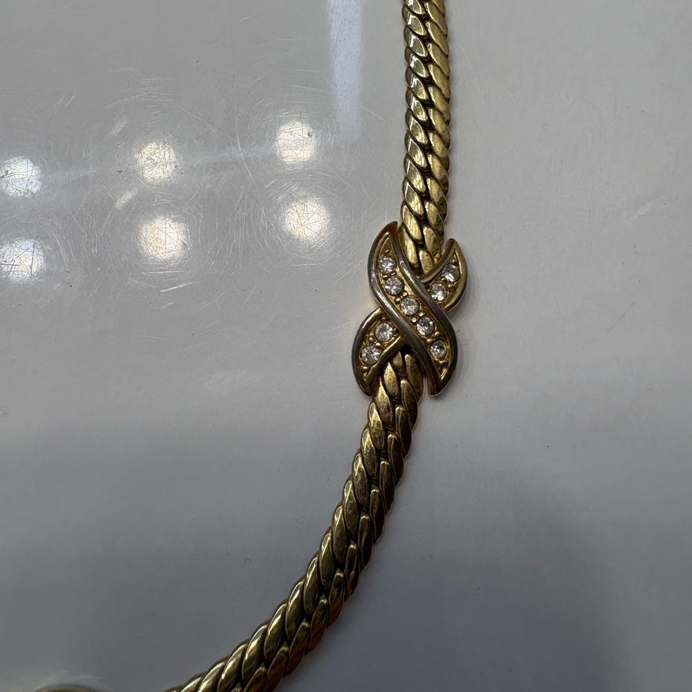Vintage Christian Dior Elegant Gold Plated Women's Choker Necklace - Picture 4 of 8